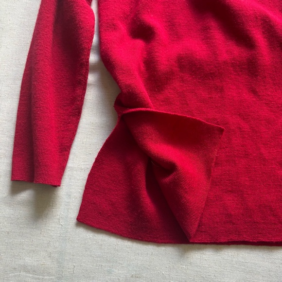 Lord & Taylor Red Merino Wool Quarter Zip Sweater L Classic Minimalist - Picture 4 of 7